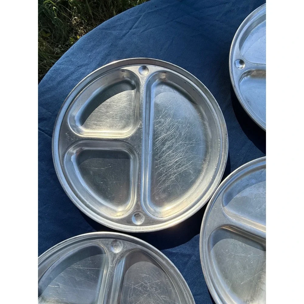 Vintage Aluminum Divided Mess Trays Set of 6 – Military Cafeteria Style Plates